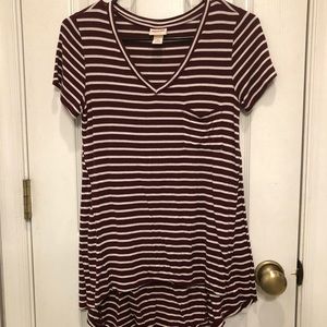 Burgundy/Cream Striped Shirt
